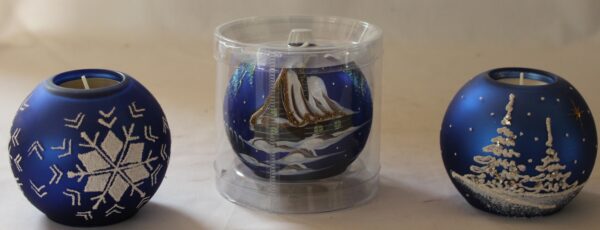 Blå dekorationskula för värmeljus - glas